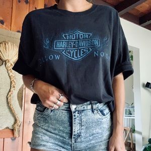 Retro blue flame Harley tee